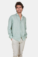 Chemise Gaze de Coton Rayé Kaki