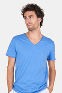 T Shirt Col V Bleu