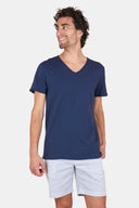 T Shirt Col V Marine