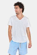 T Shirt Col V Blanc